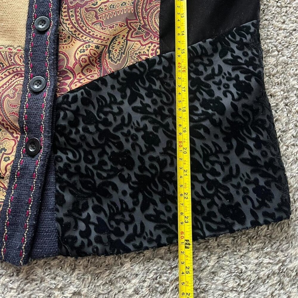 Vintage 90s Napa Valley Shacket Women L Grandma Patchwork Corduroy Velvet Paisle - Picture 6 of 8